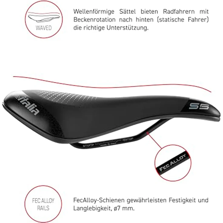 Selle Italia S5 Superflow, Velosattel mit gelpolsterter Druckentlastung und Hi-Viz-Einsätzen – Bild 8