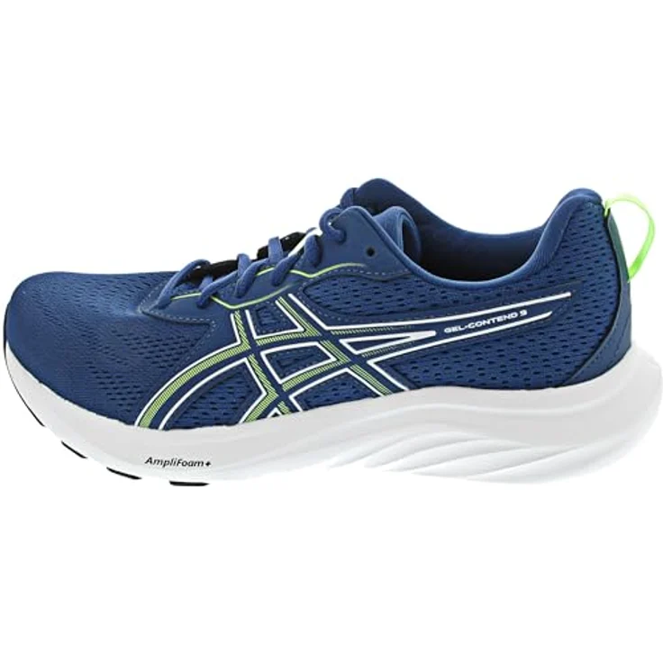 ASICS Gel Contend 9, Laufschuhe mit GEL™-Technologie und Gummi-Sohle, Twilight Blue/Illuminate Green – Bild 2