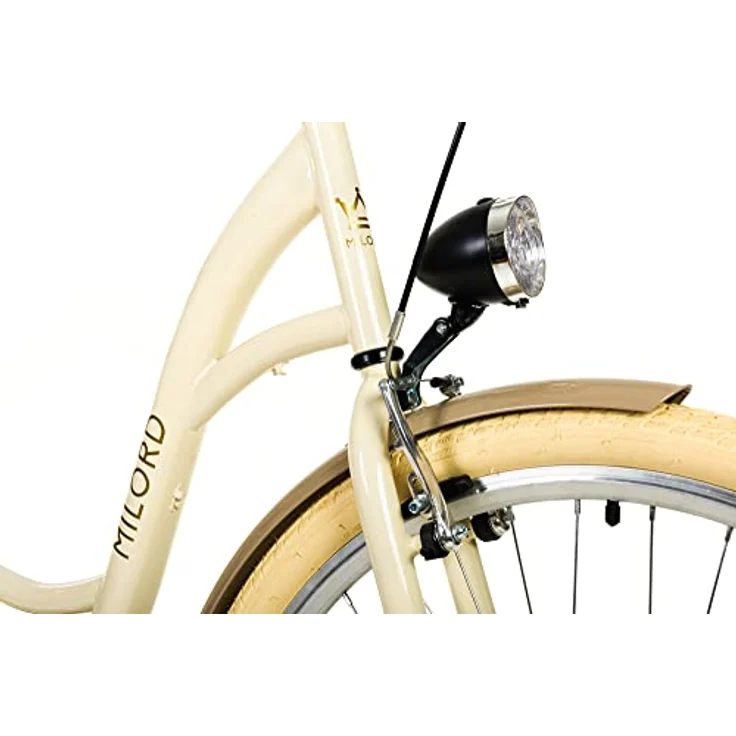 Milordbikes City-Fahrrad, Creme, 46 cm, Metallrahmen, leicht rollende 700C x 35 mm Reifen, inkl. Trägersystem – Bild 8