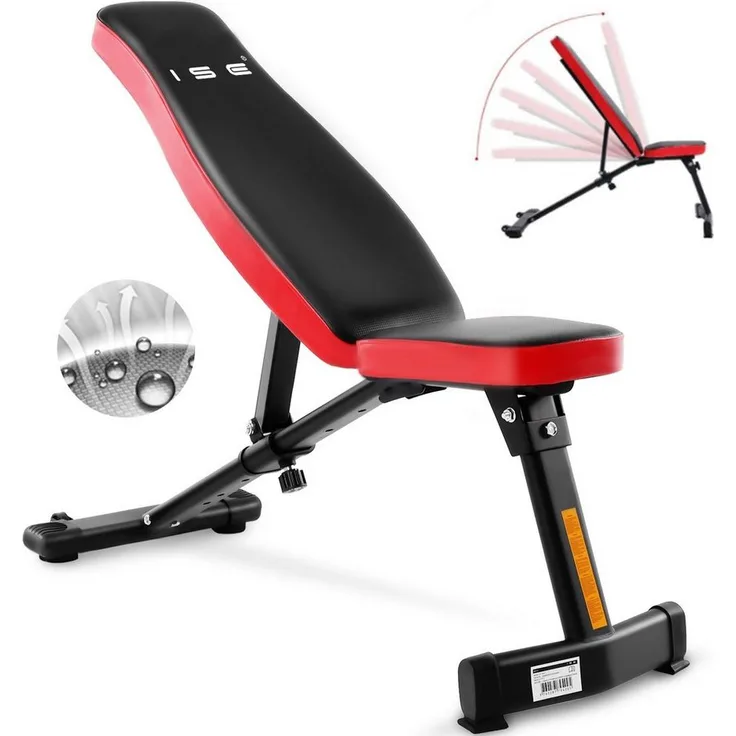 ISE Hantelbank ISE Hantelbank Multifunktion Tranings Fitness Bank klappbar übungsbank verstellbar für Bauch und Bein schrägbank, geprüft und Zertifiziert nach DIN EN 957 SY-5021, schwarz - Preisvergleich