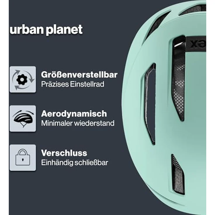 Uvex Urban Planet, Cityhelm in jade matt, Größe 58-61, nachhaltige Hardshell-Technologie mit LED-Option – Bild 2