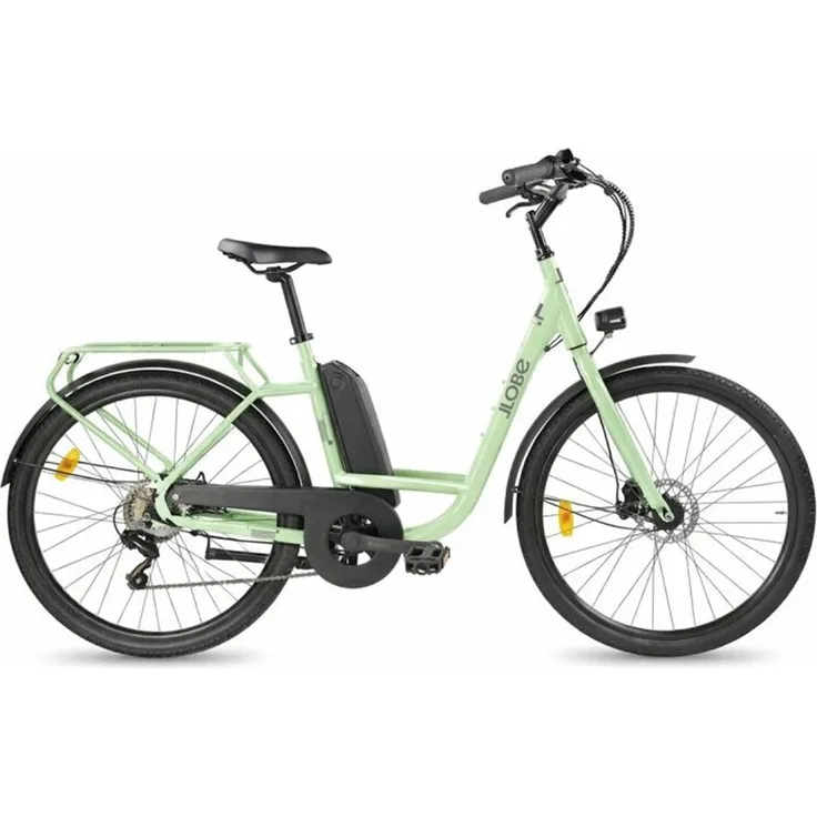 LLOBE City E-Bike 26" TOWN COMPACT, grüner Rahmen, 36V/10,4Ah Akku, 80 km Reichweite, 7-Gang Shimano Schaltung, Scheibenbremsen