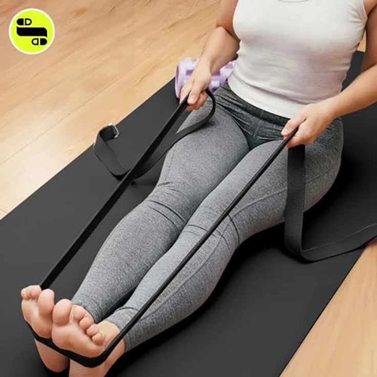HyperMotion Yogamatte HYP58 YOGA MAT 0.8B, NBR-Schaumstoff, 183x61x0,8 cm, Schwarz, mit Tragegurt – Bild 3