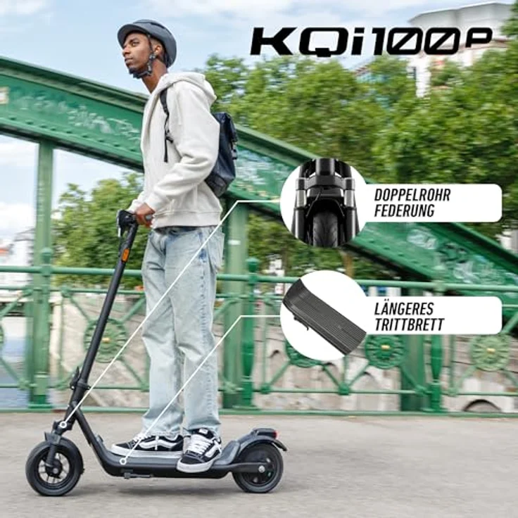 NIU Niu KQi 100P E-Scooter mit 600W Leistung, 29km Reichweite in schwarz – Bild 3