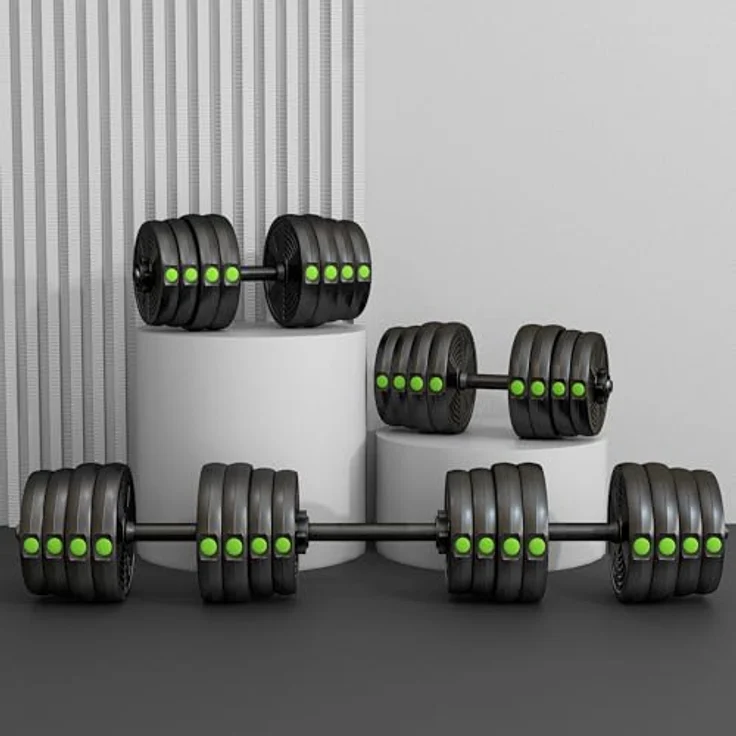 SPORTNOW Hantel-Set 2-in-1 verstellbares Gewicht, Kurzhantel- und Langhantelset für vielseitiges Training, Schwarz+Grün – Bild 9