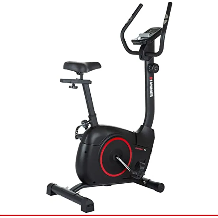 HAMMER 4860 Heimtrainer Cardio T3, geringer Einstiegs-Widerstand, besondersleisesFitnessfahrrad,Comfort-Sattel,geeignetalsHeimtrainerfürSenioren,Tablethalterung,90x46x137cm