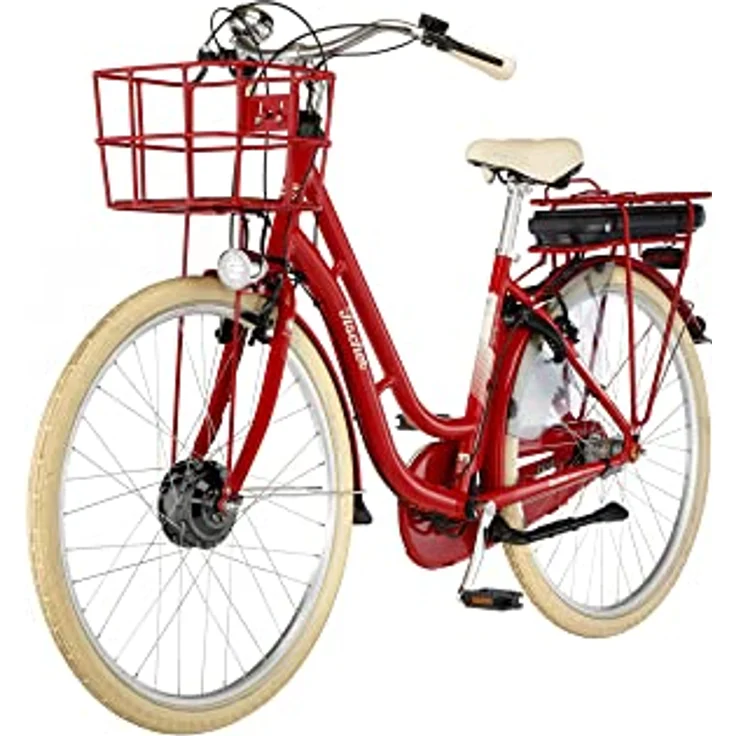 Fischer E-Bike City CITA RETRO 2.0, Elektrofahrrad für Damen und Herren, RH 48 cm, Frontmotor 32 Nm, 36 V Akku, rot glänzend – Bild 2