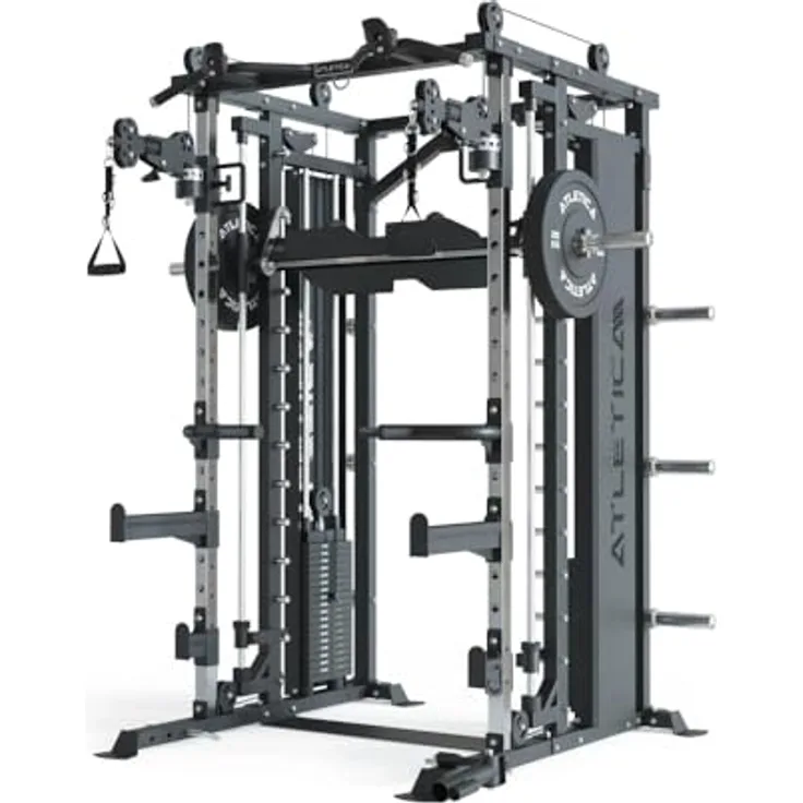 Atletica Fortress | Multipresse Smith Maschine & 360° Flex-Cross System | 180kg Steckgewichte | Studio Einsatz möglich | Beinpresse-Option