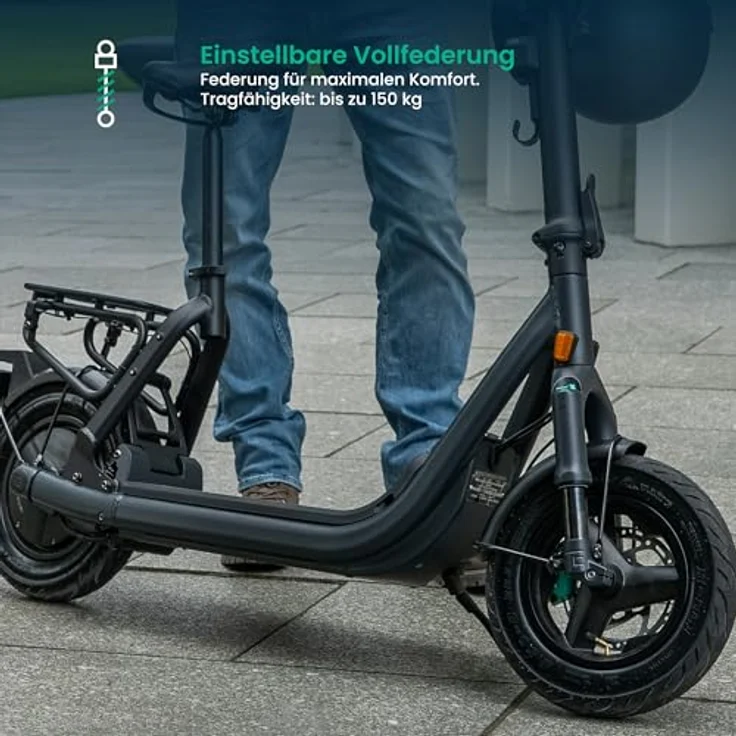 Egret GTc E-Scooter, 20 km/h mit Straßenzulassung, bis 150 kg, 100 km Reichweite, Vollfederung, Schnellwechsel-Akku – Bild 5