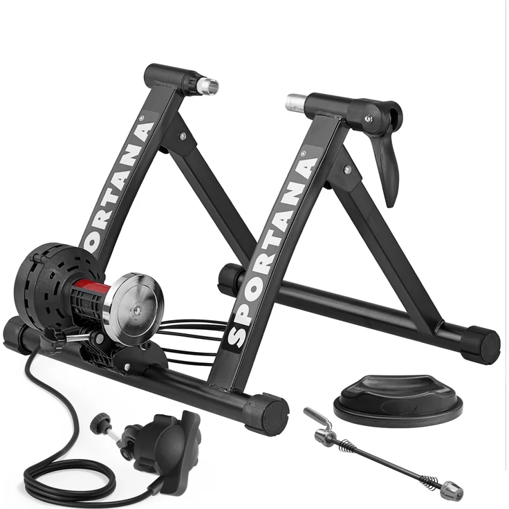 Sportana Rollentrainer Galibier, 6 Gänge Magnet-Fahrradtrainer, klappbar, Stahl, bis 150kg, schwarz – Bild 1