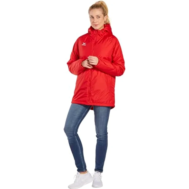 ERIMA Fußball Team Winterjacke Herren, wasserdicht, rot, Gr. 4XL, Wattierung 160 g/m², Kapuze mit Kordelzug, seitliche Reißverschlusstaschen – Bild 2