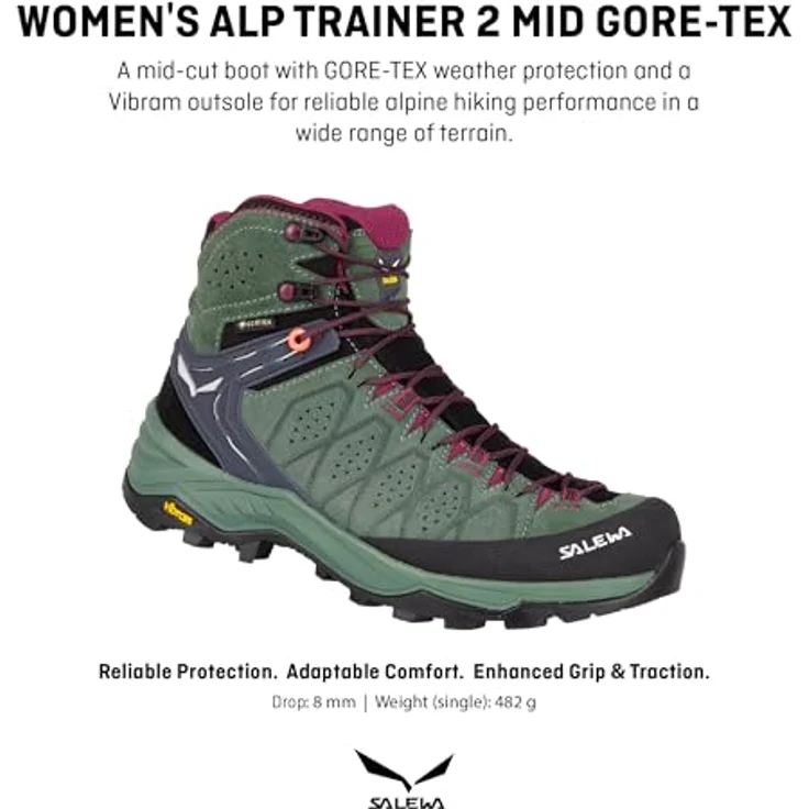 Salewa Alp Trainer 2 Mid GTX, Damen Wanderschuhe mit GORE-TEX, grün, Größe 39 – Bild 2