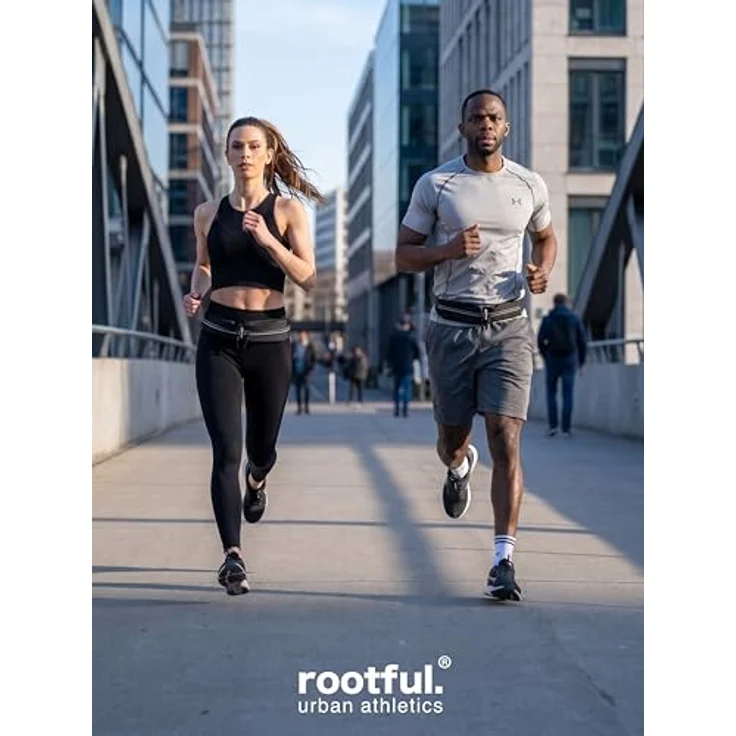rootful.® Laufgürtel [Performance] für Handy - Sportgürtel in Schwarz, passend für alle Smartphones, wasserfest und individuell einstellbar, Deutsche Markenqualität – Bild 2