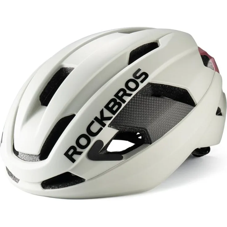 ROCKBROS LK-15 Carbonfaser-Fahrradhelm 58-62 cm, extrem leicht mit 3D-GRID-Dämpfungssystem und magnetischem Schnellverschluss, hellgrau