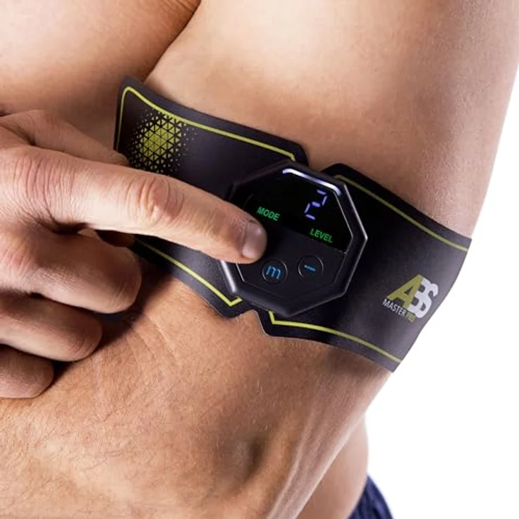HMS ABS Master Pro Super, Bauchtrainer TENS-EMS-Gerät mit 10 Arbeitsmodi, 20 Intensitätsstufen, 3 unabhängigen Gurten für Ganzkörpertraining – Bild 5