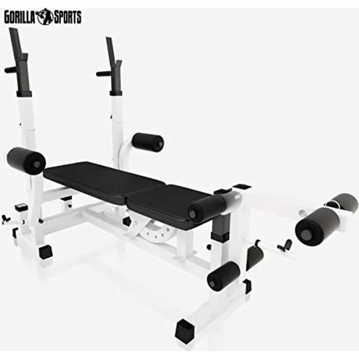 GORILLA SPORTS Kraftstation inkl. Hantelset 100kg, Latzug, Weiß/Schwarz - Multifunktion Hantelbank – Bild 6