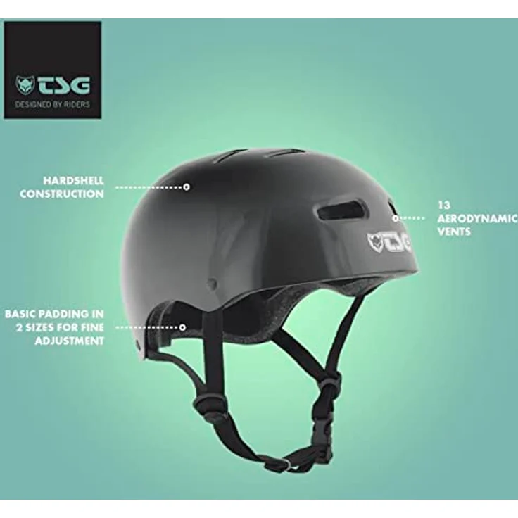 TSG Skate/BMX Injected, Halbschalenhelm in Schwarz, S/M, mit EPS-Schaum und Tuned Fit System – Bild 3