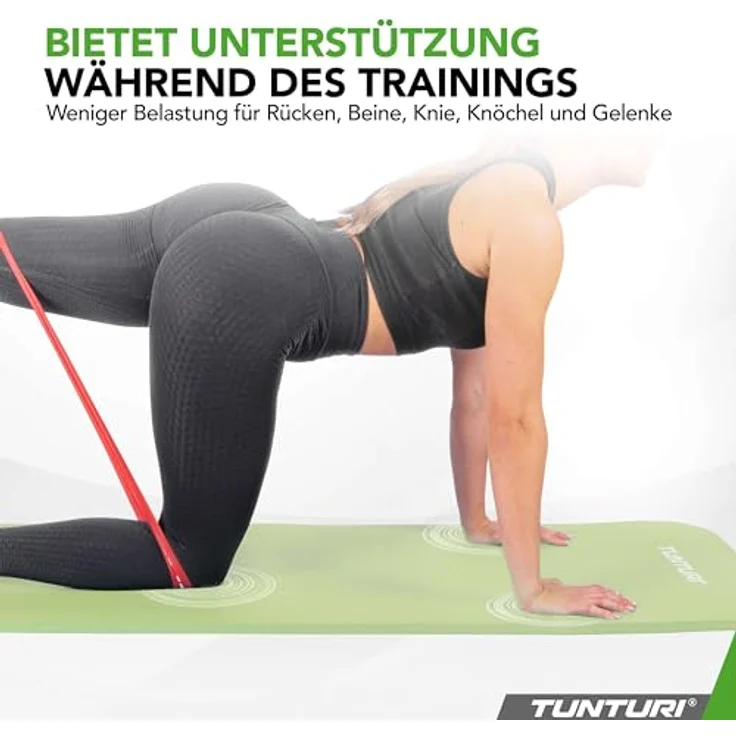 Tunturi NBR-Fitnessmatte, 15 mm, 180 cm x 60 cm, pflegeleicht, inklusive Tragetasche – Bild 3
