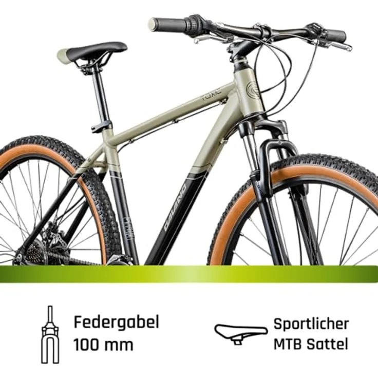 Galano Toxic Mountainbike 29 Zoll, Hardtail MTB mit 21 Gang Kettenschaltung, schwarz/beige, 48 cm Rahmenhöhe – Bild 4