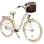 Milord Komfort Fahrrad Mit Korb Damenfahrrad, 26 Zoll, Creme-Braun, 3 Gang Shimano