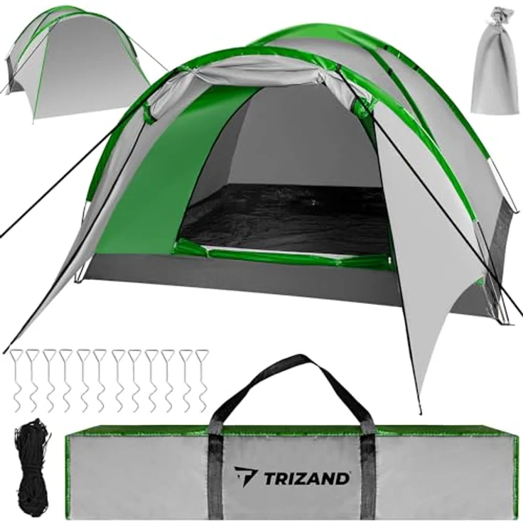 TRIZAND Nevada 23483 Campingzelt für 4 Personen, wasserdicht mit Vorzelt und Moskitonetz – Bild 1