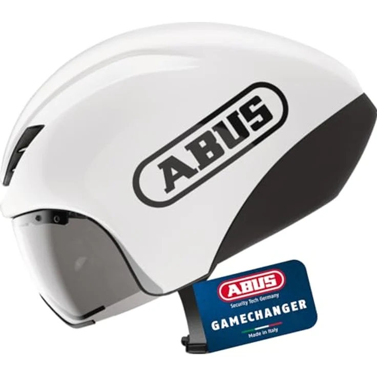 ABUS Zeitfahrhelm GameChanger TT 1.1, aerodynamischer Fahrradhelm für Triathlon, Zeitfahren und Bahnradfahren, Weiß, Größe M (54-58 cm) – Bild 1