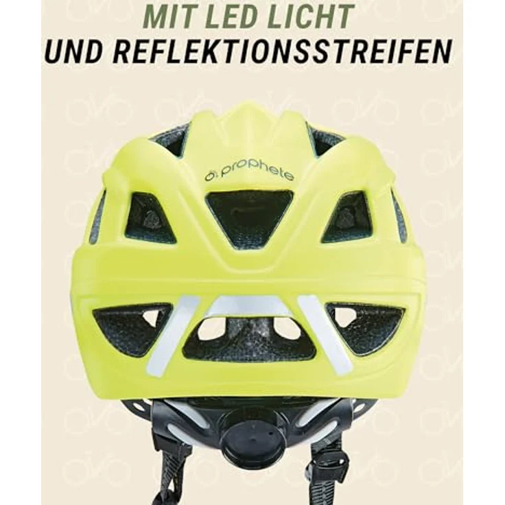 Prophete Kinderhelm 48-52 cm – Neon Gelb mit LED, verstellbarer Inmold-Fahrradhelm, leichter seitlicher Verschluss, optimale Sichtbarkeit & Komfort – Bild 4