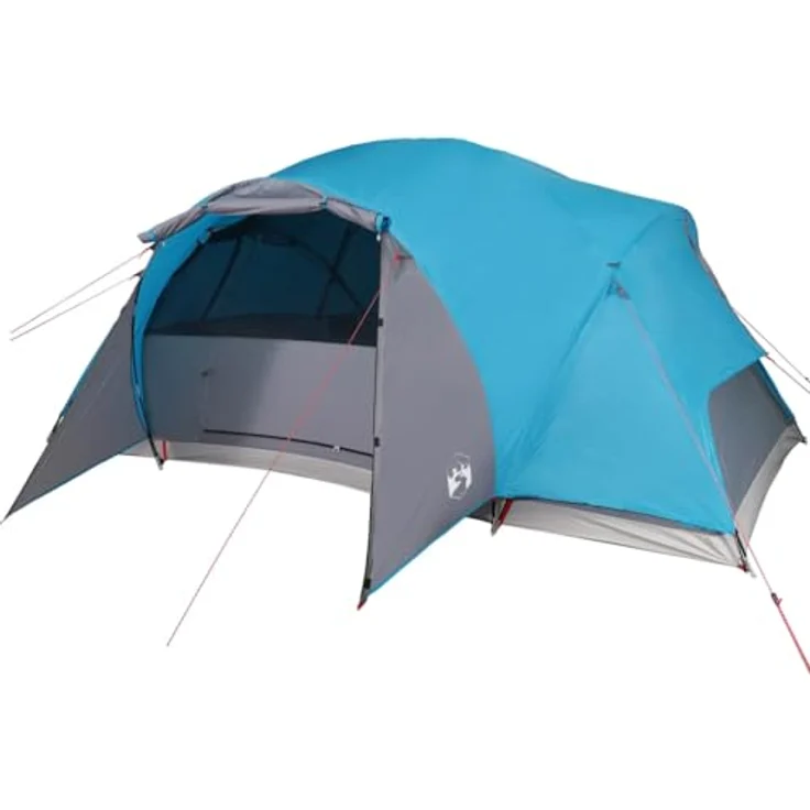 vidaXL Familienzelt, Gruppenzelt mit Belüftung Insektenschutz, Campingzelt für 8 Personen Wasserdicht, Trekkingzelt Outdoor Zelt Leicht Tragbar, Blau – Bild 1