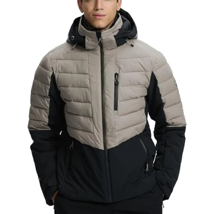 ICEPEAK Folsom S8 Herren Skijacke, wasserdicht und atmungsaktiv mit 4-Wege-Stretch, regulierbarer Kapuze und Schneefang, grau – Bild 2