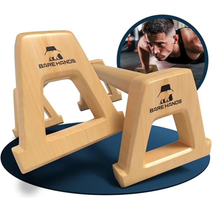 Bare Hands Liegestützgriffe XL - Gelenksschonende & rutschfeste Holz Liegestützgriffe für Handstand & Calisthenics, helles Buchenholz, 2er Set – Bild 1