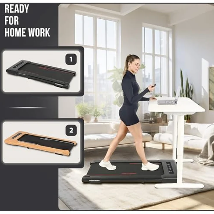Christopeit Walking Pad 4.1, ultraflaches Laufband (11 cm), bis 6 km/h, 7 Programme, LED-Display, Bluetooth, Pulsmessung, kompatibel mit Kinomap/Zwift/Fithome, bis 120 kg, platzsparend – Bild 5