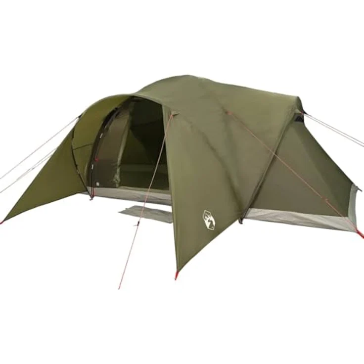 vidaXL Kuppelzelt, 6-Personen, wasserdicht, olivgrün, 9,8 kg, inkl. E-Anschluss und abnehmbarem Überzelt – Bild 1
