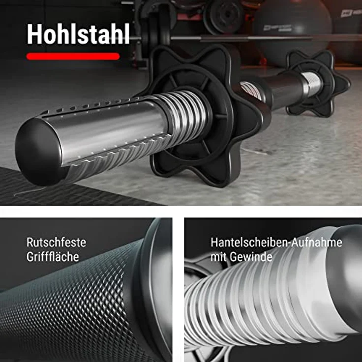 Hop-Sport Kurzhanteln 2er Set - Hanteln Set - Gewichte 20kg / 40kg - Hantelstange 30mm mit Sternverschlüssen, gerändelt (2 x 20 kg) – Bild 4