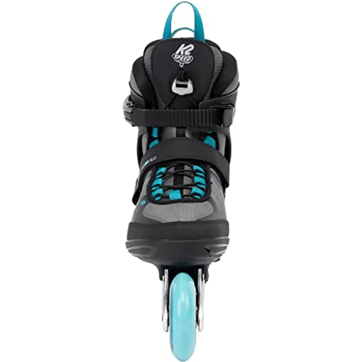 K2 Skates Damen Inline Skates Alexis 80 ALU, Grau - Cyan, mit ABEC-5 Kugellager und K2 Speed Lacing System – Bild 3