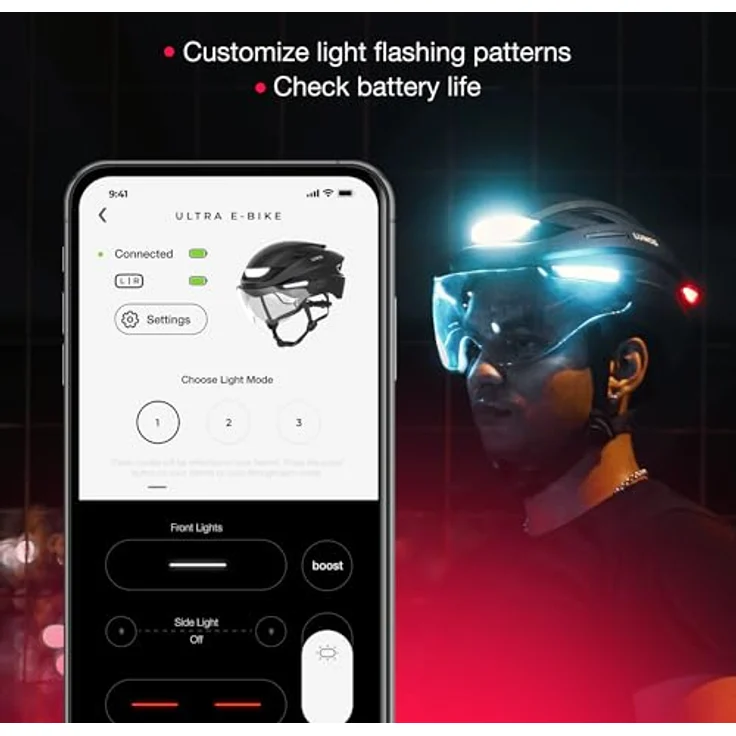 Lumos Ultra E-Bike Helm, Onyx Black, mit integrierter COB-LED-Beleuchtung, effizientem Belüftungssystem und Full-Circle-Fit-System, (54 - 61 cm) – Bild 4