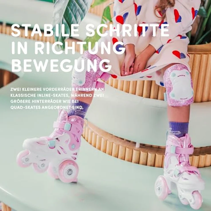 CARIBOO Ballerina, Einstellbare Kinder-Inlineskates mit Hardshell-Schale und LED-Rädern, rosa, Größe XS (26-30) – Bild 5