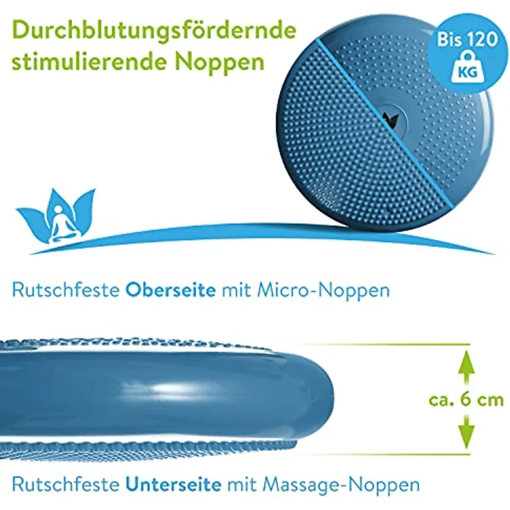 ZenOne Sports Balancekissen, orthopädisches Sitzkissen, Balance Board, Noppenkissen für aufrechte Haltung, Fitness-, Reha-, Balance- & Krafttraining, inkl. Pumpe, E-Book & Workout-Guide & -Video – Bild 2