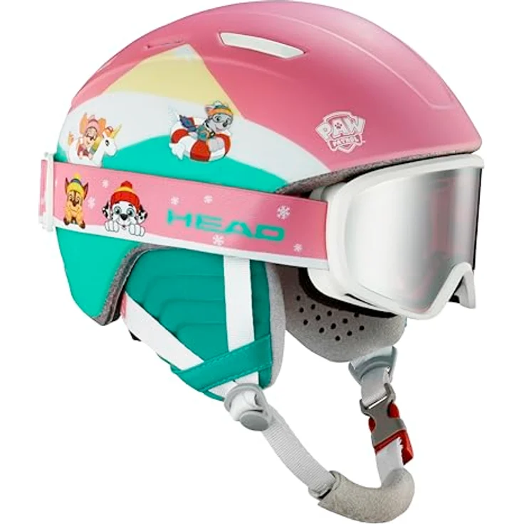 HEAD Maja PAW Set, Ski- und Snowboardhelm inkl. Brille im Paw Patrol Design, Rosa/Türkis, anpassbare Helmgröße, Komfort-Liner und Ohrpolster – Bild 2