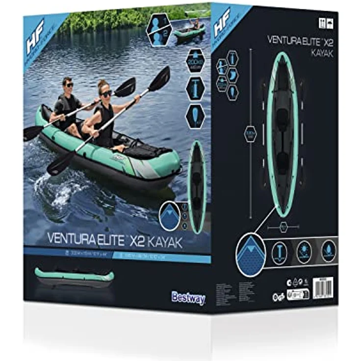 Bestway Ventura Elite X2 Kajak, 3.30m aufblasbar mit 2 Paddeln und Handpumpe – Bild 3