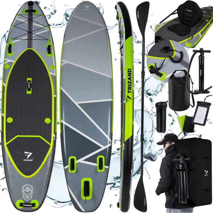 TRIZAND Trizand Sup Stand Up Paddling Board 350cm, inkl. Sitz, verstellbarem Paddel, Rucksack & Zubehör, Mehrschichtiges PVC, Stich- und Abriebfest