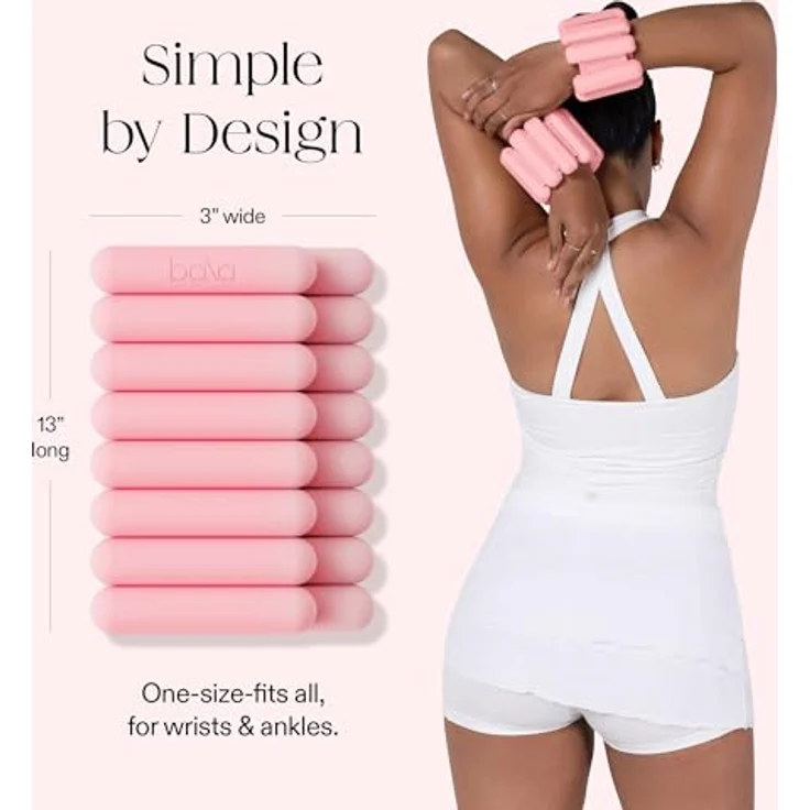 Bala Armreifen 1,4 kg Set, verstellbare Handgelenk- und Knöchelgewichte für Damen und Herren, Silikon - Blush, ideal für Pilates, Yoga, Walking und Heimtraining – Bild 4