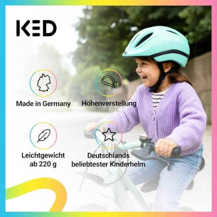 KED Meggy II Trend XS, Fahrradhelm für Kinder mit LED-Rücklicht, Bright Aqua – Bild 2