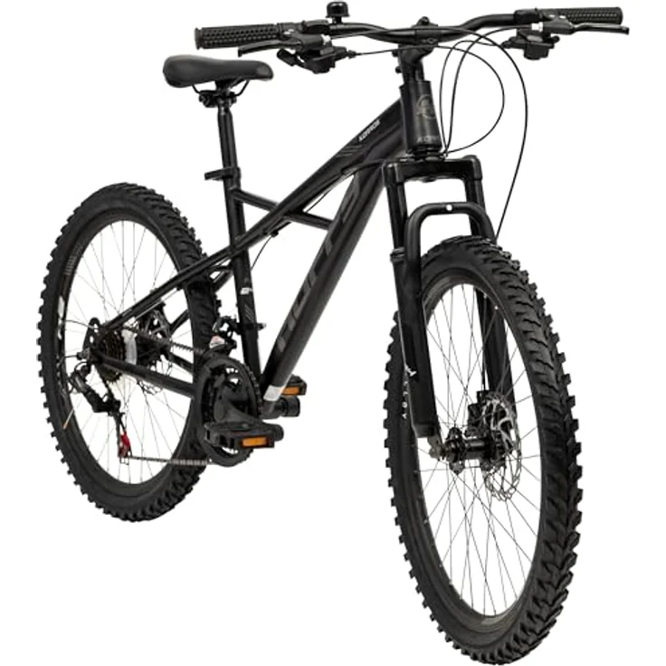 Huffy Korros Mountainbike 24", schwarz, 21-Gang Shimano-Schaltung, X-Rahmen-Design, mechanische Scheibenbremsen – Bild 2
