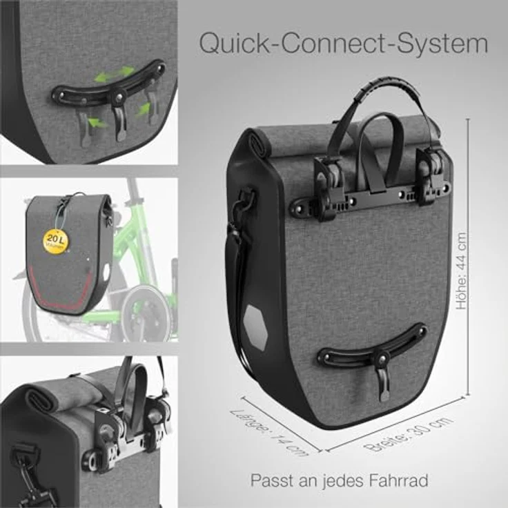 eloneo Fahrradtasche Gepäckträgertasche, wasserdicht mit LED – Bild 9
