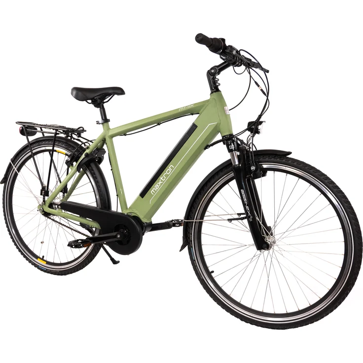 MAXTRON Trekking E-Bike MT-11X, Reseda-Grün, mit ShengYi Mittelmotor und Hydraulischer Felgenbremse