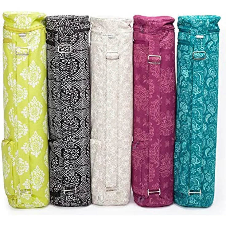 Bodhi Yogatasche ASANA Bag Cotton | Maharaja Collection | Yogamattentasche in verschiedenen Größen | Baumwolltasche für Yogamatte & Zubehör | inkl. Außentaschen | 70 cm | Mandala/dunkelblau – Bild 5