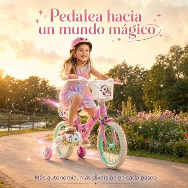 Toimsa Bikes Kinderfahrrad 16 Zoll Mädchenfahrrad mit Einhorn-Design, 1 Gang, Puppensitz, Korb und Stützräder – Bild 4
