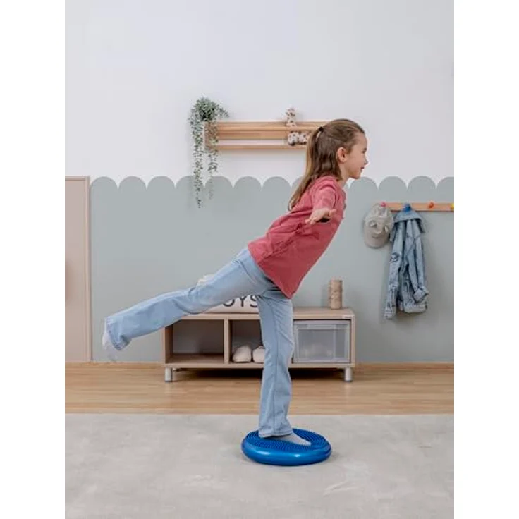 Betzold Balancekissen, Gleichgewichtstrainer für Sitz- und Therapietrainings, 33 cm mit genoppter Oberfläche und handlicher Handpumpe – Bild 2