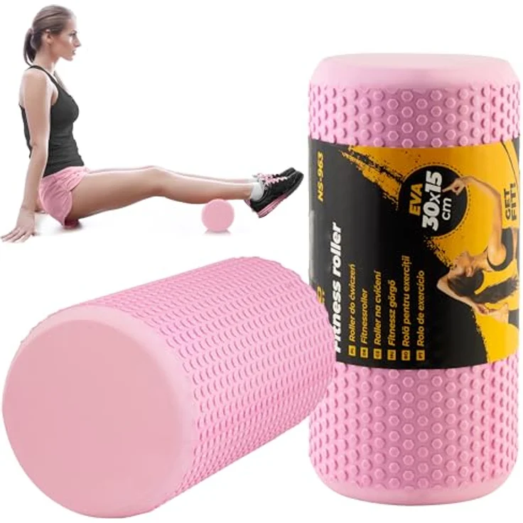 Neo-Sport Faszienrolle Rückenrolle 30 x 15 cm, EVA Schaum, wasserdicht, pflegeleicht, verformungsbeständig, rosa – Bild 1
