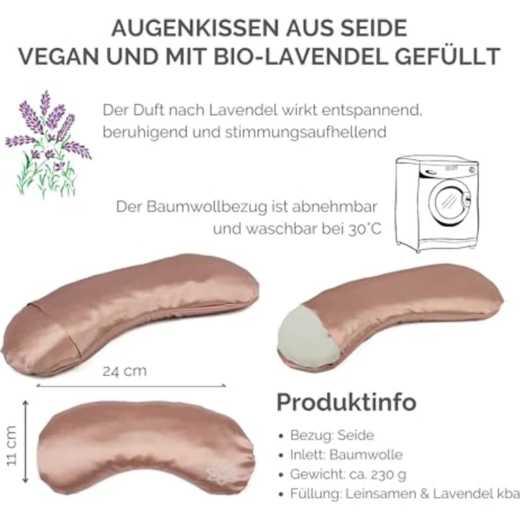 Bodhi Weiches Augenkissen mit Lavendel-Leinsamen-Füllung | Augenmaske für Yoga, Entspannung & Meditation | 100% Seide, rosé – Bild 4